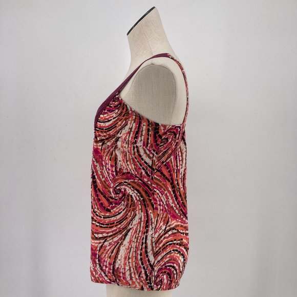 Prana Womens Top Sleeveless Tank Crochet Detail Pink Orange Print Size Small - Picture 3 of 6